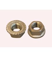 Brass Serrated Flange Lock Nuts with Cutting Teeth, Vibration Proof Self-Locking Nuts for Sheet Metal Automotive and Machinery Assembly Applications